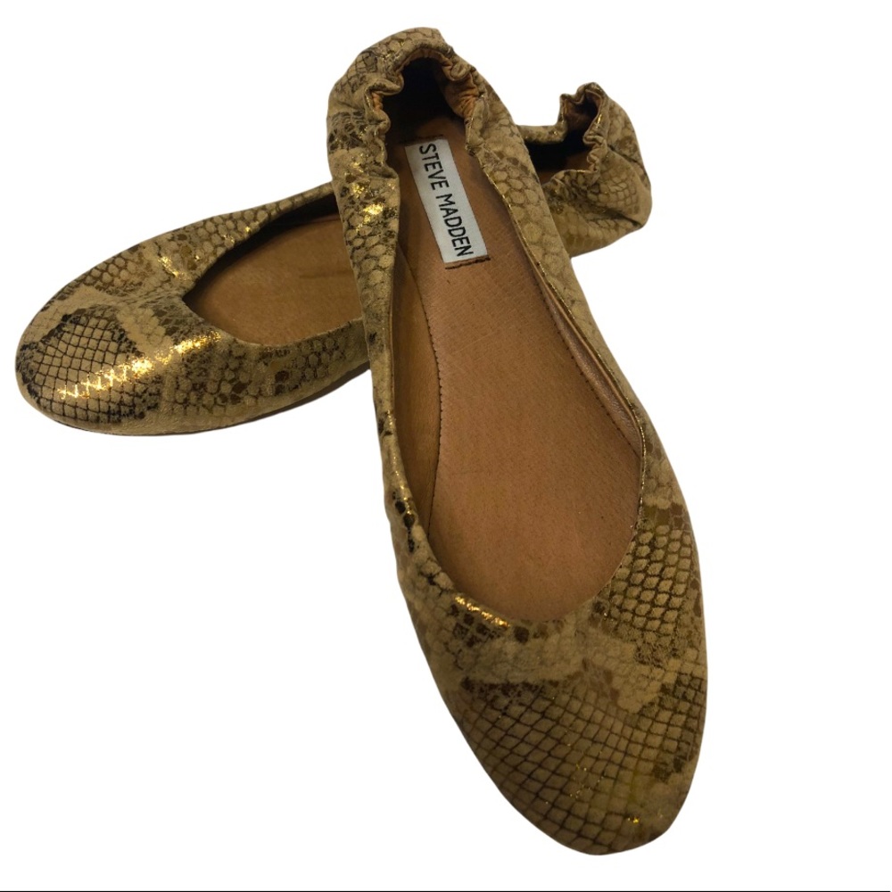 Steven madden gold snake print Ballet flats 8.5